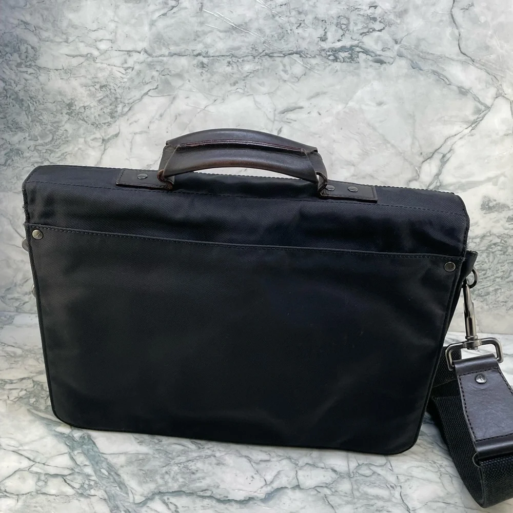 Jack Spade Black and Dark Brown Nylon Messenger Bag